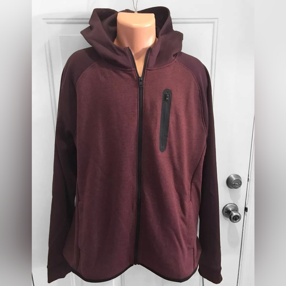 Men's Apt. 9 Polished Fleece Raglan Hoodie Premier Flex Large Burgundy